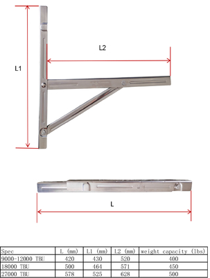 Soportes de montaje de aire acondicionado de división de trabajo pesado de montaje de pared universal AC soporte con hardware