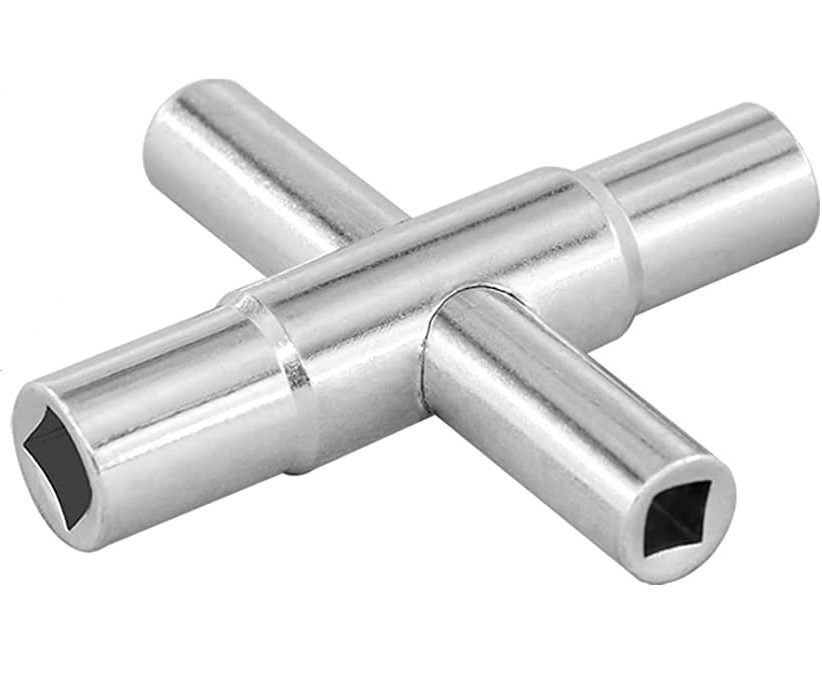Herramientas de plomería 4 Way Sillcock Key 4 Claves de llave de rescate Tamaños-1/4 ′′,9/32 ′′,5/16 ′′,11/32 ′′ (1 paquete) Acero inoxidable