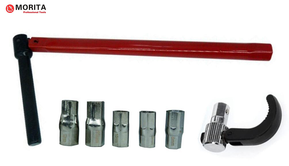 llave inglesa de tubería llave inglesa de cuenca 260 mm para nuez de cuenca cabezas alternativas 9,10, 11, 14 mm Capacidad de apertura de 15 mm a 32 mm rojo