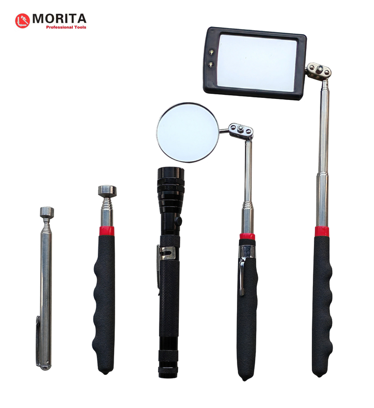 Grabber conjunto de herramientas de plomería herramientas de recogida de luces LED espejos telescópicos linterna plata negro
