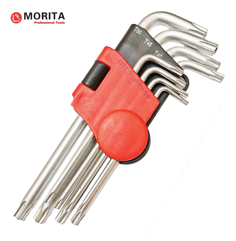 Portador de plástico Torx End Allen Kit de llaves 9 Pce CR-V Cerrojo de acero y conexión de conexión Un Torx a prueba de manipulación