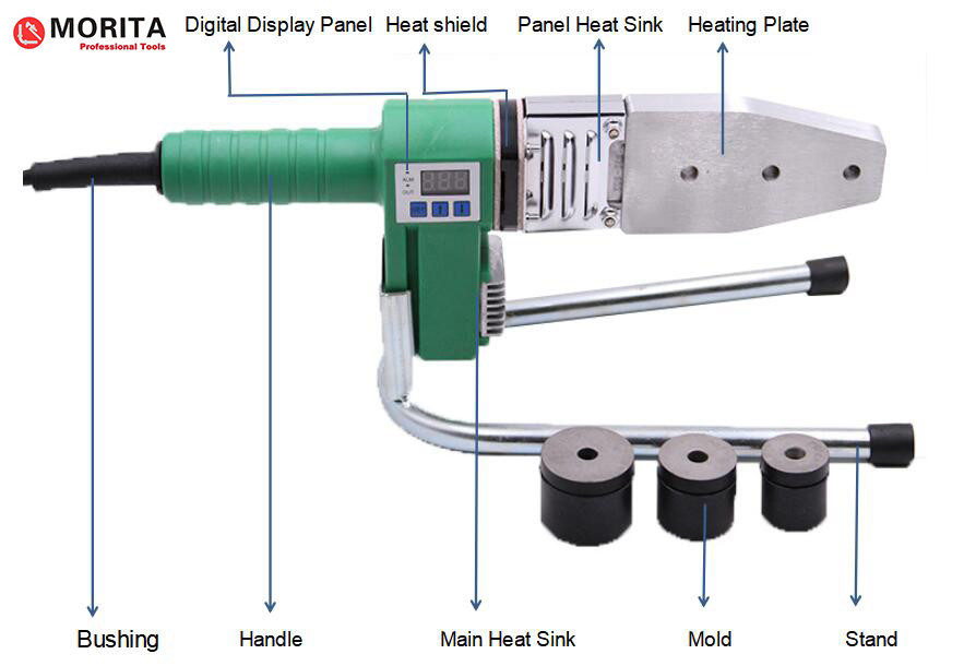 El soldador plástico de la fusión del tubo 20-25-32m m 800W/220V para los tubos de PPR, del PE, de los PP, de PVDF y del PB puede soldar con autógena el tubo de la esquina