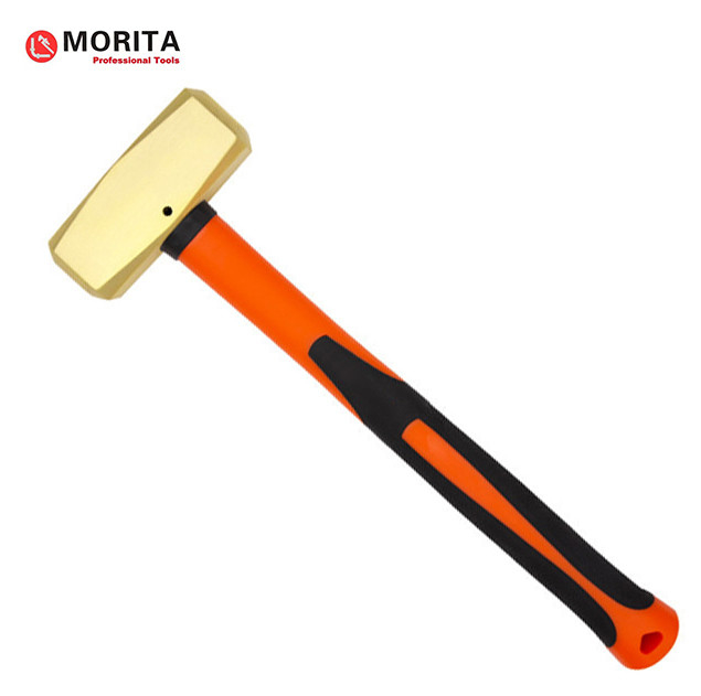 Herramientas sin chispas martillo de piedra de latón con mango de fibra de vidrio, no magnético, forjado a presión, resistente a la corrosión,